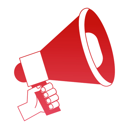 hand holds marketing megaphone advertising vector illustration red designのイラスト素材