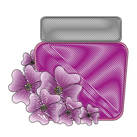 cosmetic skincare empty plastic package flowers essence vector illustration drawingのイラスト素材