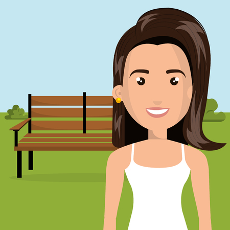 young woman in the camp character scene vector illustration designのイラスト素材