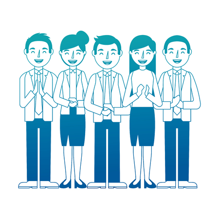 Business people team group characters vector illustration neon designのイラスト素材