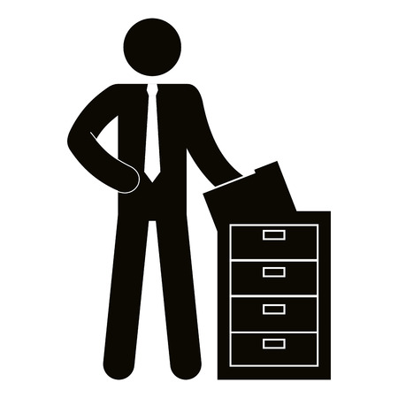 Businessman figure with drawer silhouette avatar vector illustration designのイラスト素材