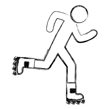 figure human in skates silhouette avatar vector illustration designのイラスト素材