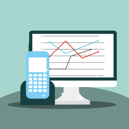 Computer smartphone business office equipment vector illustrationのイラスト素材