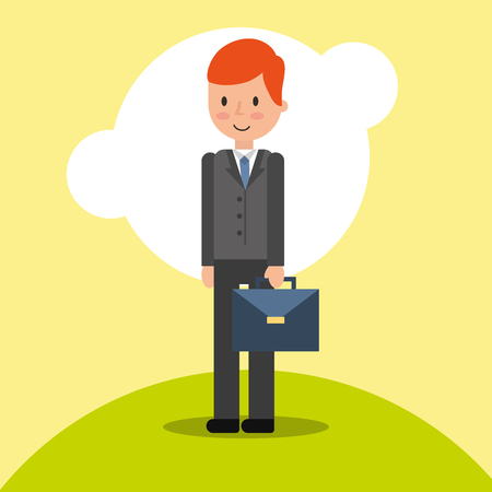 Businessman holding briefcase cartoon character vector illustrationのイラスト素材
