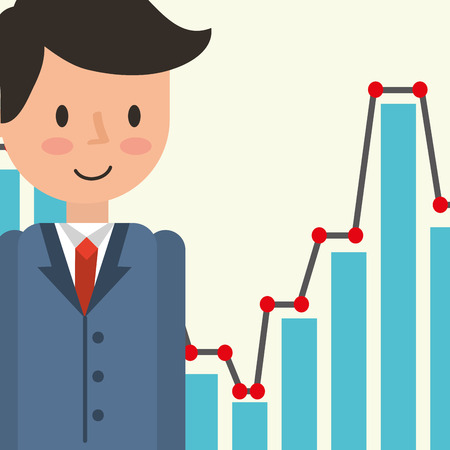 Businessman portrait cartoon statistic diagram vector illustrationのイラスト素材