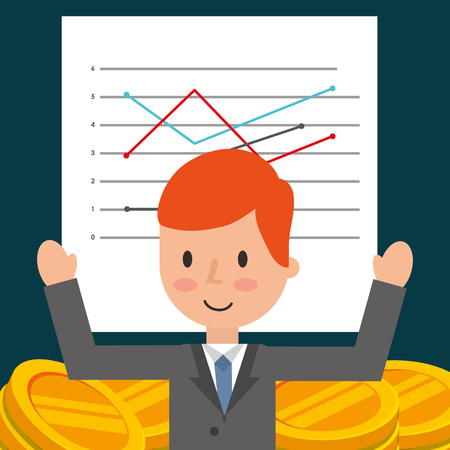 Businessman stacked coins money chart financial vector illustrationのイラスト素材