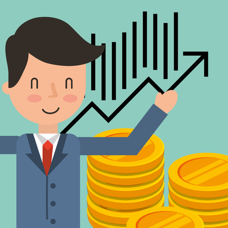 businessman stacked coins money chart financial vector illustrationのイラスト素材