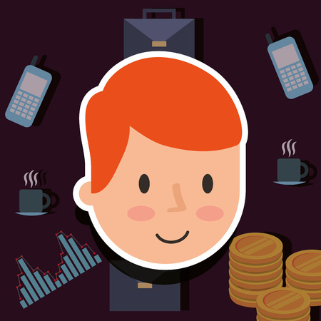 businessman cartoon face character business vector illustrationのイラスト素材