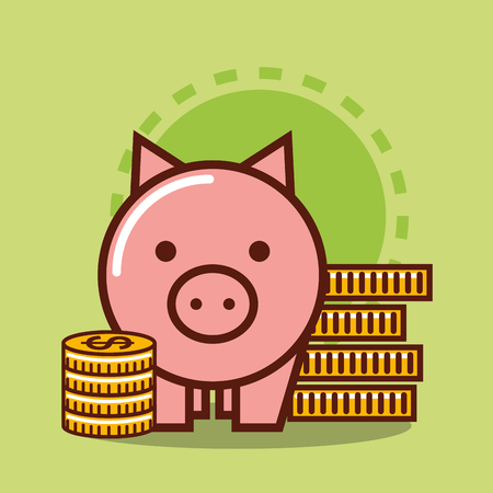 piggy bank stack coins money vector illustrationのイラスト素材