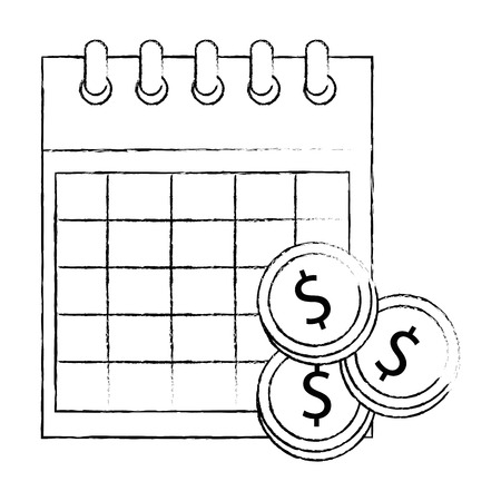calendar reminder with coins money vector illustration designのイラスト素材