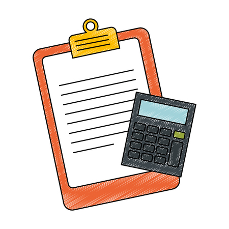 clipboard checklists document with calculator vector illustration designのイラスト素材