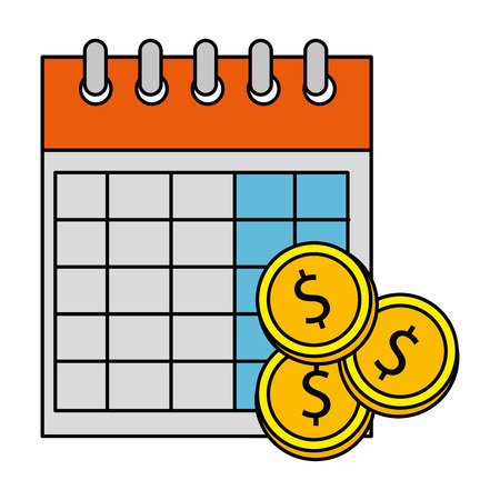 calendar reminder with coins money vector illustration designのイラスト素材