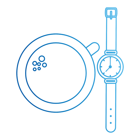 Male wristwatch with coffee cup accessory vector illustration designのイラスト素材