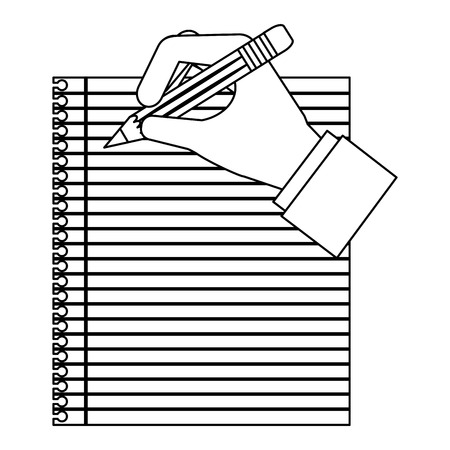 Hand writing with pen in paper sheet vector illustration thin lineのイラスト素材