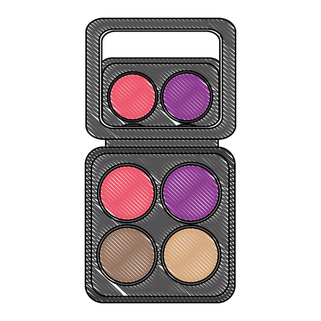 palette eyeshadows with mirror femenine make up vector illustration designのイラスト素材
