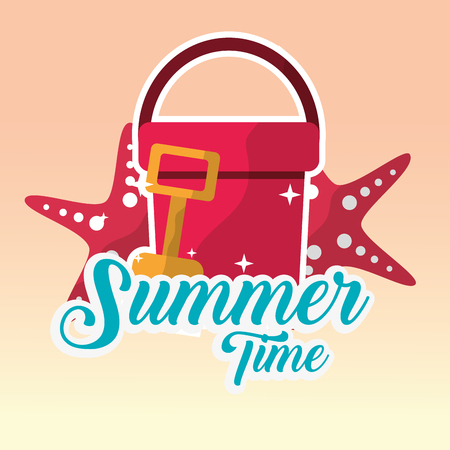 Summer time beach travel leisure poster vector illustration.のイラスト素材