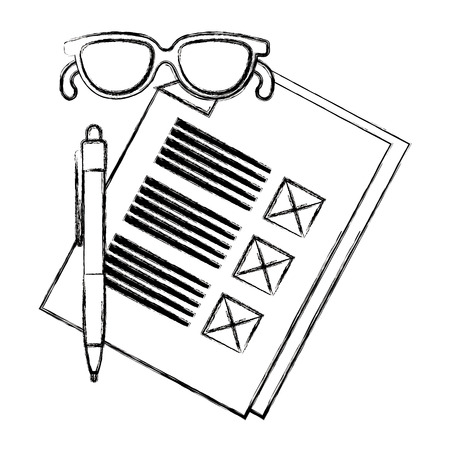 paper document with pen and glasses vector illustration designのイラスト素材