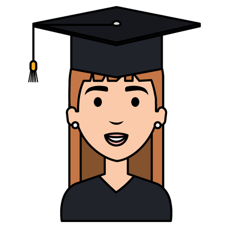 woman student graduating with uniform vector illustration designのイラスト素材
