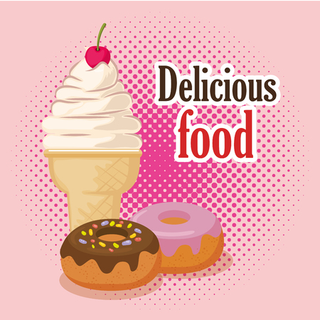 ice cream and donuts vector illustration designのイラスト素材