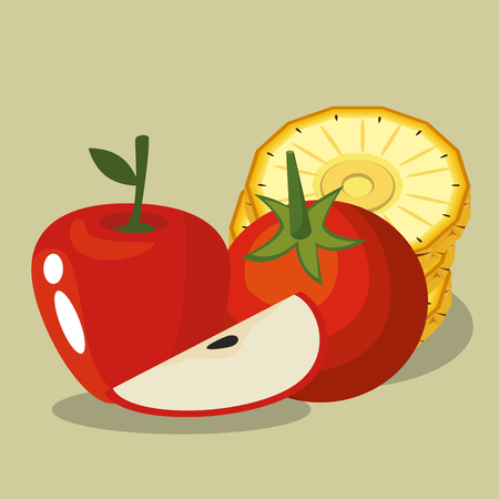 fruits and vegetables healthy food vector illustration designのイラスト素材