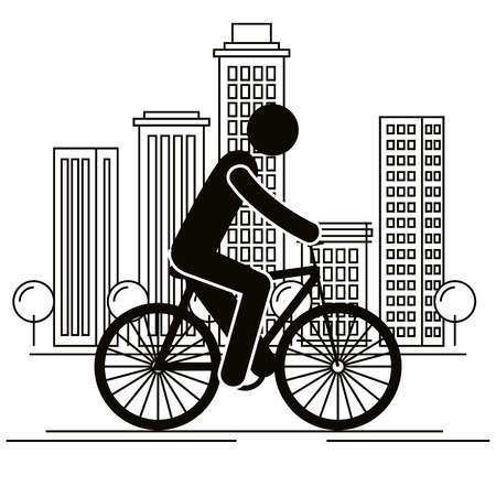 bicycle vehicle with human figure vector illustration designのイラスト素材