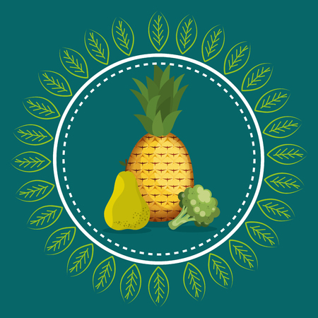 fruits and vegetables healthy food vector illustration designのイラスト素材