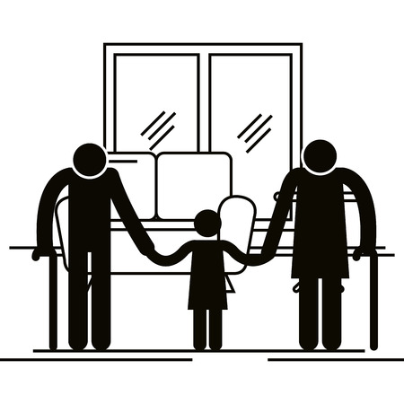 grandparents couple with granddaughter avatars silhouettes vector illustrationのイラスト素材