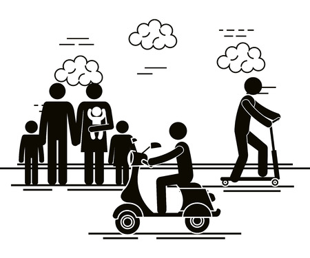 group of people in the city vector illustration designのイラスト素材