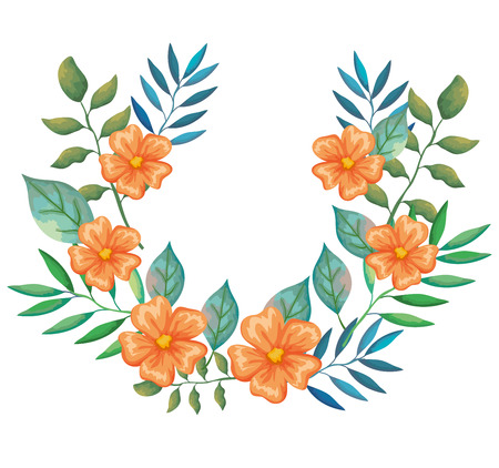 flowers and leafs garden decorative vector illustration designのイラスト素材