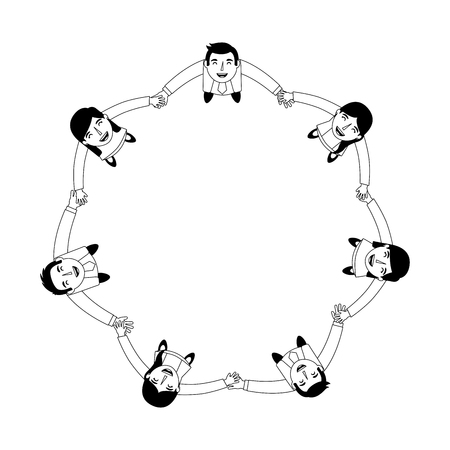 group of people business around circle from looking up success vector illustrationのイラスト素材