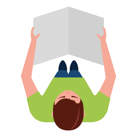 man reading newspaper in hands top view vector illustrationのイラスト素材