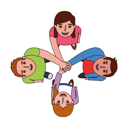 group of people business around circle from looking up success vector illustrationのイラスト素材