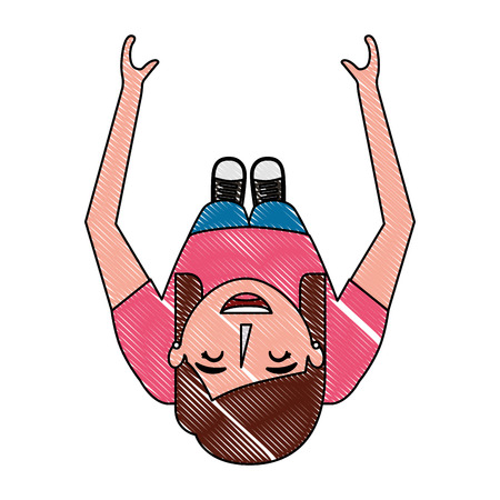 aerial view of young woman avatar character vector illustration designのイラスト素材