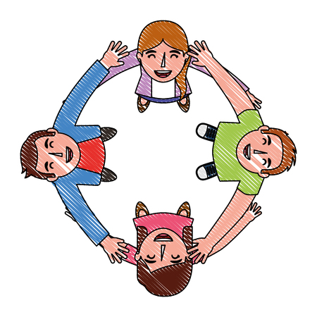 teamwork group around characters vector illustration designのイラスト素材