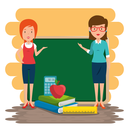 women teacher in the classroom vector illustration designのイラスト素材
