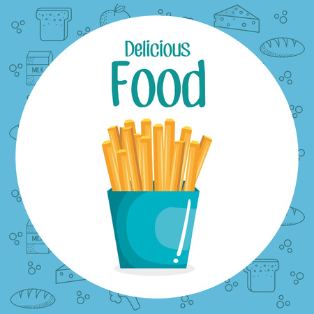 french fries fast food menu vector illustration designのイラスト素材