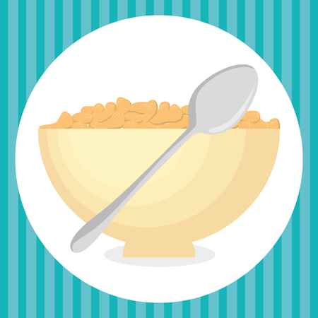 cereal dish with spoon delicious food breakfast menu menu vector illustrationのイラスト素材
