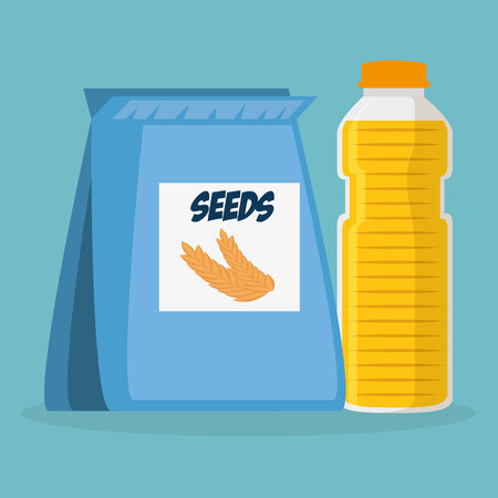 seeds bag with juice bottle vector illustration designのイラスト素材