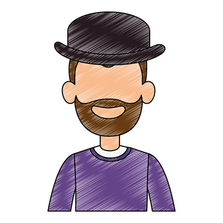 cute father with hat avatar character vector illustration designのイラスト素材