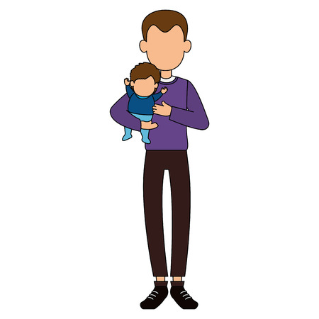 cute father lifting baby avatars characters vector illustration designのイラスト素材