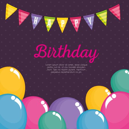 happy birthday celebration card with balloons air vector illustration designのイラスト素材