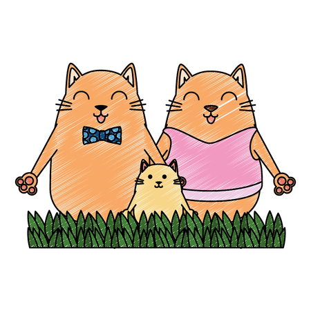 cute family cats characters vector illustration designのイラスト素材