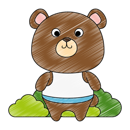 cute male bear teddy adorable character vector illustration designのイラスト素材