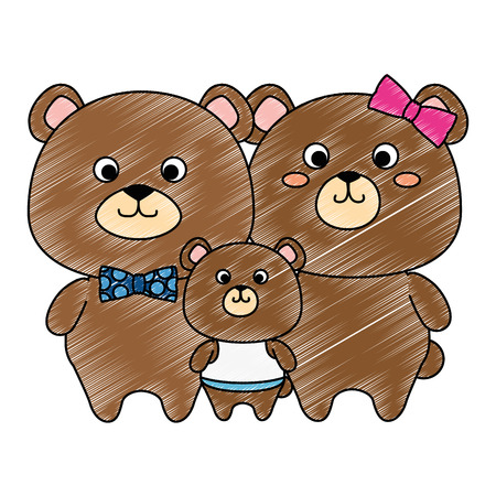 cute family bears teddy adorables characters vector illustration designのイラスト素材