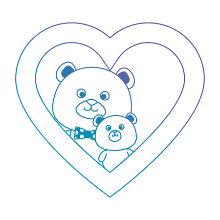 cute father and son bears teddy in heart characters vector illustration designのイラスト素材