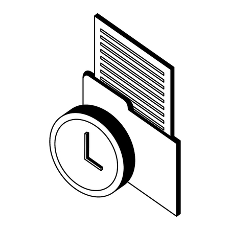folder document with time clock isometric icon vector illustration designのイラスト素材