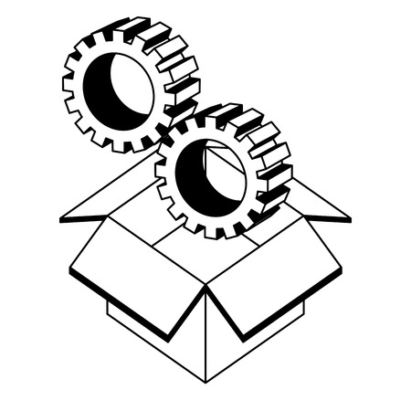 box carton with gears isometric icon vector illustration designのイラスト素材