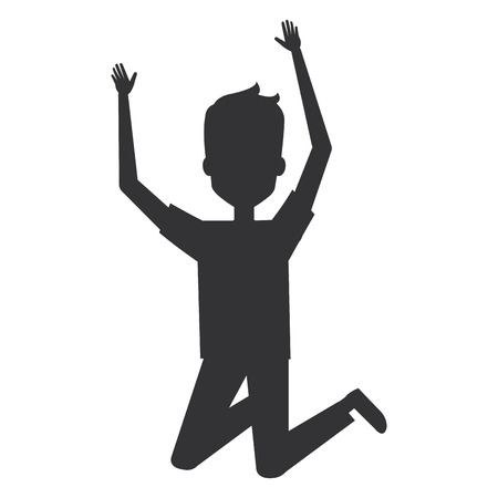 cheerful jumping man silhouette avatar vector illustration designのイラスト素材