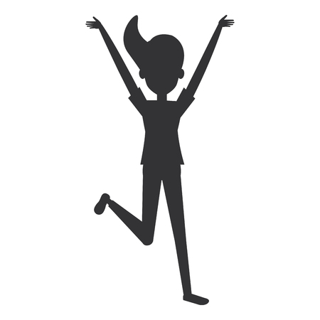 cheerful jumping woman silhouette avatar vector illustration designのイラスト素材