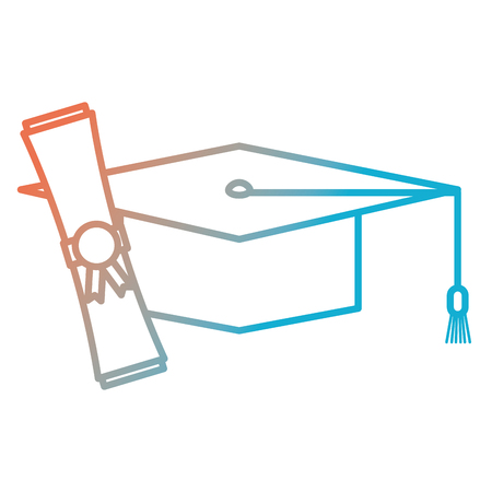 hat graduation with diploma vector illustration designのイラスト素材